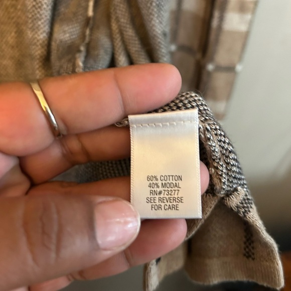 Croft & Barrow sweater - beige/black/white plaid open front cardigan - Picture 7 of 9